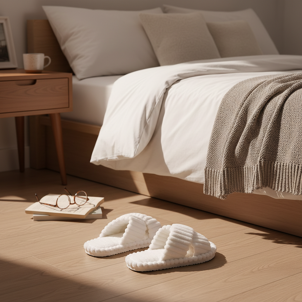 Evshine Women's Furry House Slippers Fashion Cross Straps Fur Fluffy Slides Soft Cozy Memory Foam Shoes Lady Open Toe Flat Slide