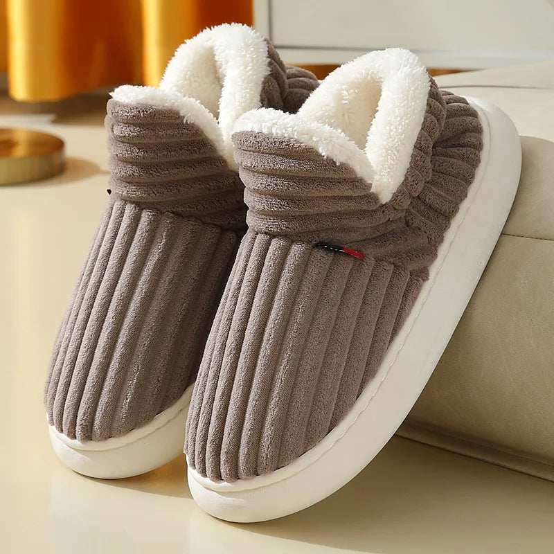 Evshine Soft Sole Slippers For Women Winter Fashion Women Fur Slippers Fuzzy Plush Men Slippers Warm Furry Women Cotton Shoes